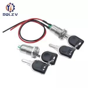 전자 키 스위치 12mm 2 위치 1A 아연 합금 1PC ON OFF 전화 전원 버튼 관형 터미널