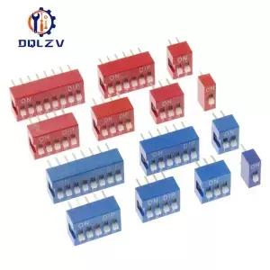 10PCS 슬라이드 유형 스위치 모듈 1 2 3 4 5 6 7 8 10PIN 2.54mm 위치 방식 DIP 피치 토글 파란색 스냅
