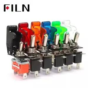 FILN 로커 스위치 자동차 보트 트럭 조명 LED 토글 안전 항공기 플립 업 커버 가드 12V20A ASW07D