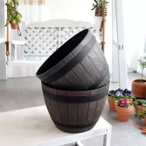 빈티지 플라스틱화분 오크통 K37 37x27cm 정원용품 홈가드닝 가드 가정용 식물 꽃화분 키우기 인테리어 실
