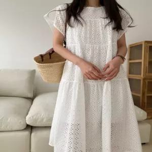 여성 반팔 라운드넥 롱원피스 루즈핏 데일리룩 오버핏 시원한