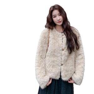 엘럽 여성 램스울 코트 가을 럭셔리 퍼 올인원 상의 득템