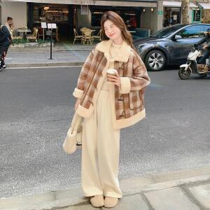 엘럽 여성 체크 램스울 코트 득템