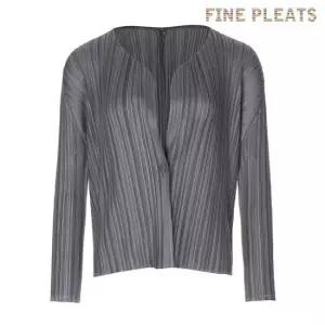 [FINE PLEATS] 피네 플리츠 단추 긴팔 숏 가디건 챠콜