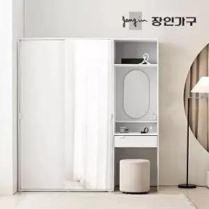 [장인가구]코라 1800 슬라이딩 옷장 세트 1200 거울옷장 (선반형)+600 수납화장대