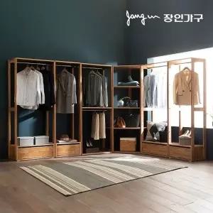 [장인가구]세이 원목 드레스룸 4200 옷장 1단서랍 선반 코너형