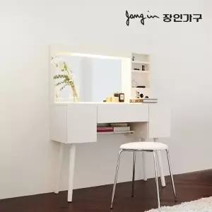 [장인가구]오스틴 LED 거울 원목 콘솔 수납 화장대 세트 (스툴 포함)
