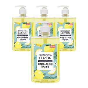 퓨어주르 베이킹소다 레몬 주방세제 펌프형 500ml 4개