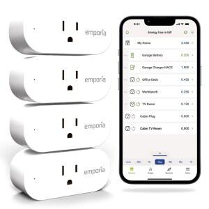 엠포리아 에너지 모니터링 스마트 플러그, WiFi 콘센트 알렉사 및 구글 홈과 함께 작동 - 타이머, 모바일 앱, 홈 모니터, 스케줄링 기능이 있는 15a 2.4GHz 전용(4팩)