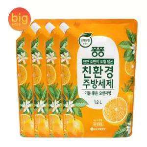 퐁퐁 친환경 주방세제 오렌지 1.2L 4개