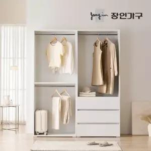 장인가구 클래드 1600 드레스룸 옷장 세트 800 2단 800 3단서랍 행거)