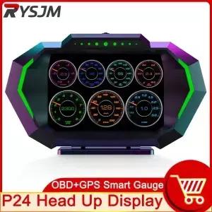 AD 디지털 자동차 LCD HUD GPS OBD2 헤드 업 디스플레이 슬로프 미터 속도 알람 KM/H MPH 타코미터 수온