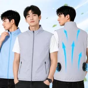 런웨이브 6컬러 데일리 에어쿨 냉풍 조끼 + 얼음팩4개 + 2구 선풍기 세트 얼음조끼