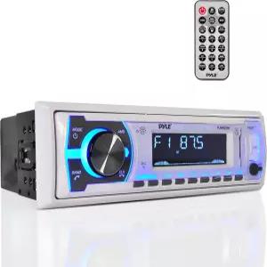 Pyle PLMRB29W 싱글-DIN 인-대시 디지털 마린 스테레오 수신기(블루투스 포함) (화이트)