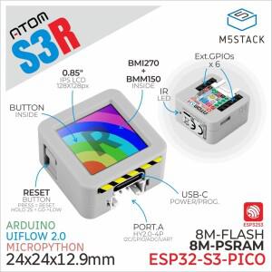 M5Stack 공식 ATOMS3R 개발 키트(0.85인치 IPS 스크린  3D 안테나  IoT 애플 호환리케이션  ESP32-S3-PICO-