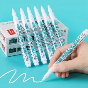 12Pcs 박스 화이트 영구 마커 펜 직물 나무 가죽 알코올 기반 유성 방수 낙서 젤 타이어 페인팅용