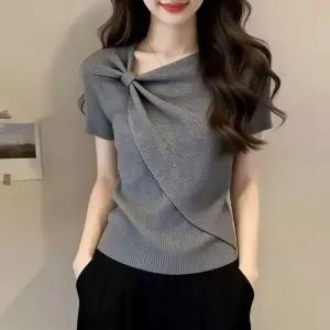 여성반팔티 반팔니트 여름티셔츠 리본 블라우스