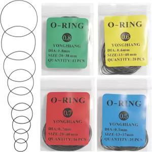 RAHHHLIZS 80개 시계 개스킷 O 링 0.5 0.6 0.7 0.8mm 손목시계 고무 씰 모듬 백 교체 수리 액세서리 부품용