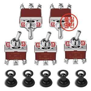 5팩 토글 스위치 6핀 ON-OFF-ON 12V DC 30A/250V 15A DPDT 마린 캡 커버 포함) 자동차/보트용