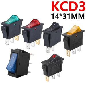 5/20Pcs KCD3 로커 스위치 ON-OFF 2핀 3핀 전기 푸시 조명/레드 도트 포함) 14x31mm