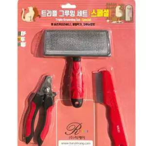리케이 트리플 그루밍 세트 스페셜캣브러시 털정리러쉬 고양이 용빗 애완용 리빗 슬리커 발톱깎이 자루눈썹