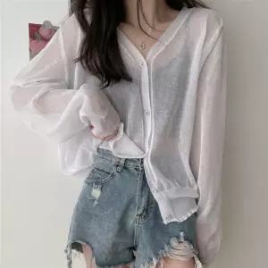 여성 루즈핏 브이넥 여름 시원한 가디건