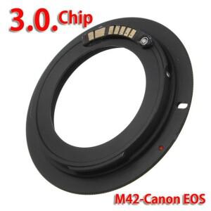 M42-EOS 3.0 칩 렌즈 어댑터 링 (M42 렌즈용 캐논 EOS 500d 1000d 300d용 EF 마운트용)