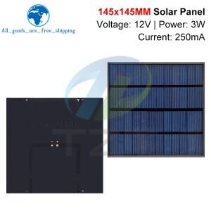 TZT 12V 250mA 3W 태양 전지 패널 다결정 145x145MM 미니 소형 Sunpower DIY 배터리 휴대 전화 충전기