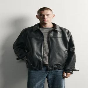 ZARA 릴렉스 핏 페이크 레더 재킷 - 블랙 4027/800/800