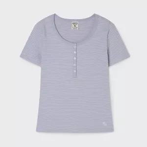 후아유 골지 리브드 Henry 넥 티셔츠 상의 WHRAG3722F 5041524