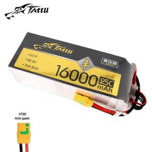 TATTU 16000mAh 25C 22.8V 리튬폴리머 배터리 업그레이드 RC 헬리콥터 쿼드콥터 FPV 레이싱 드론 부품용 XT
