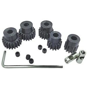 1/10 RC 카용 육각 키가 있는 32P 5mm 피니언 기어 세트(13T, 15T, 17T, 19T, 21T) | 3.175mm 커플러가 포함된 경화 금속 모터 (RC 버기 카, 몬스터 트럭용)