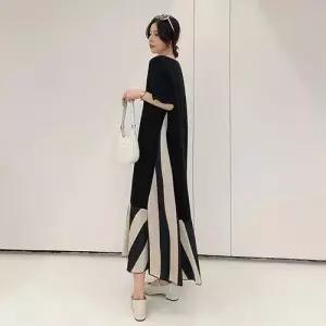 썸머베스트 [무드무드] 헬티 밑단 배색 반팔 롱 원피스