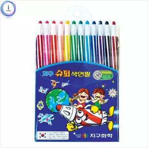 지구 슈퍼 색연필 12색/어린이/문구/미술/그림/색칠/채색/아동/초등생/준비물/휴대용/학용품/돌돌이/선물