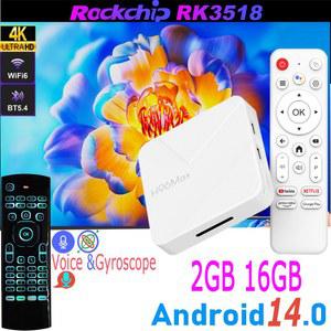 셋톱박스 H96 Max RK3518 안드로이드14 0 4K Wifi6 100M LAN BT5 4 음성 비서 리모컨 USB3 RAM 2GB ROM 16GB 게임 미디어 스틱 스마트
