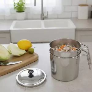 500094 물빠짐 스텐 음식물 쓰레기통 2L WFM6BJK