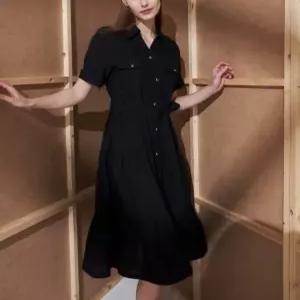 올리비아로렌 / 카라 린넨 원피스 VVCOA5M4361 / 애플아울렛 ( 라이트블루 네이비 )