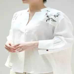 비꼴리끄 린넨 퍼프소매 블라우스 B232WB3150