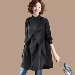 여성 카라 루즈핏 긴팔 남방 봄 가을 캐주얼 롱 셔츠