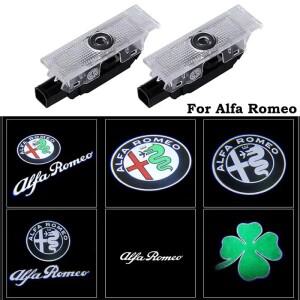 2Pcs 패션 LED 자동차 문 환영 빛 로고 프로젝터 알파 로미오 스파이더 Giulia 147 156 159 Mito Stelvio G