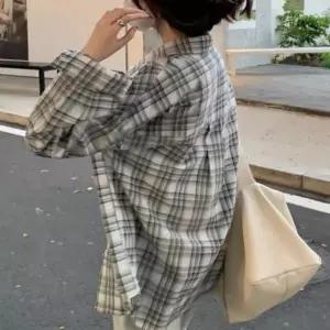 여성 체크셔츠 오버핏 긴팔 여름 여리핏 남방 박시핏 오버핏셔츠 루즈핏셔츠