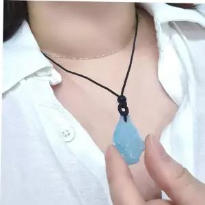 여름 천연석 아쿠아 마린 블루 스톤 팬던트 목걸이