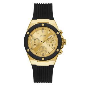 GUESS 여성용 스포츠 시계 다기능 로즈 39mm 다이얼 투명 스테 골드 클리어