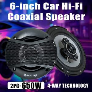 2개입 6인치 하이파이 동축 서브우퍼 스피커 650W 자동차 오디오 음악 스테레오 12V 풀레인지 주파수 카 우