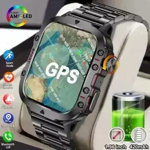 새로운 견고한 군사 GPS 스마트 시계 남자 블루투스 통화 모니 AI 음성 스포츠 방수 Smartwats For Android