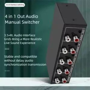 오디오 스위처 4 in 1 RCA AUX 스테레오 셀렉터 입력 출력 3.5mm L/R 스위치 박스 아날로그 공유기