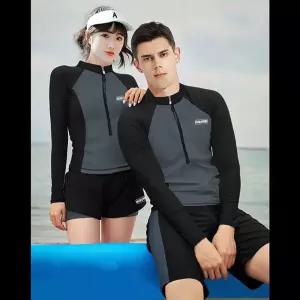 해양 스포츠 커플용 수영복 래쉬가드 2종 세트