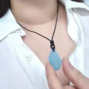 바다 팬던트 스톤 목걸이 블루 천연석 아쿠아 해변 기념품 마린 소품샵