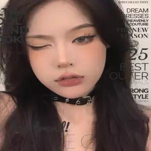 비즈목걸이 목줄 목걸이 블랙 유니크한 여성 벨트 시크 초커 플랫