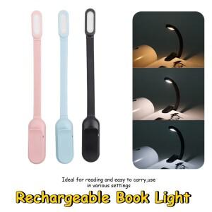 LED 데스크 램프 미니 북 라이트 3단계 밝기 조절 USB 충전식 클립형 독서등 (침실, 기숙사, 여행용)